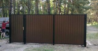 Купить распашные ворота из профнастила Рославль, цена от 2715 руб.